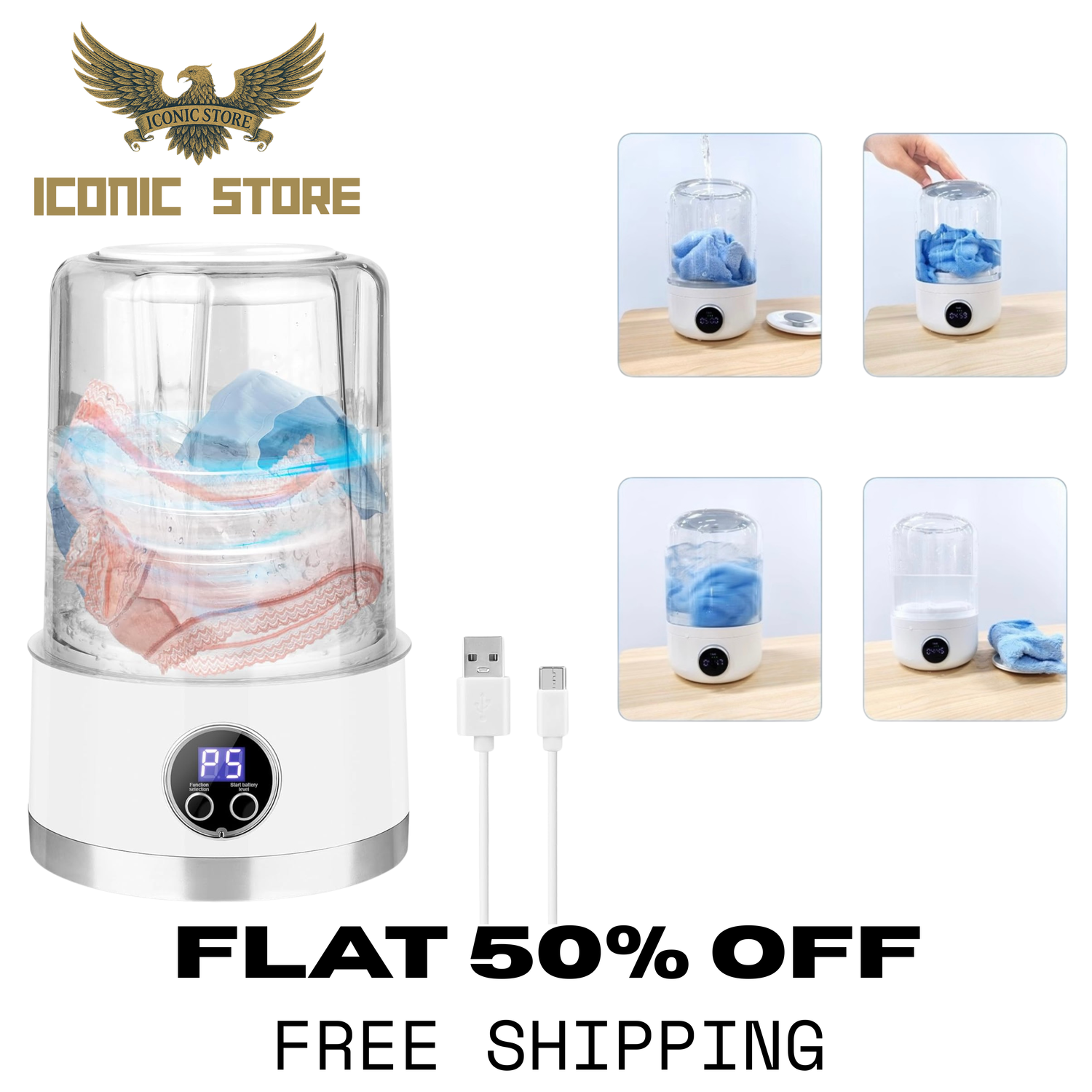 Mini Rechargeable Washing Machine. Portable Travel Washer for Underwear, Socks & Baby Clothes